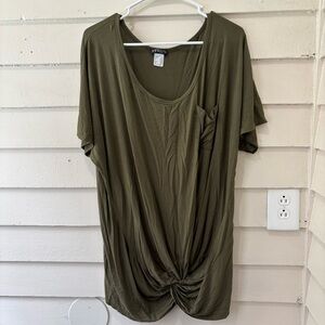 🔥5for$25🔥 Venus Plus Size Olive Green Tie Knot Front Tunic Top